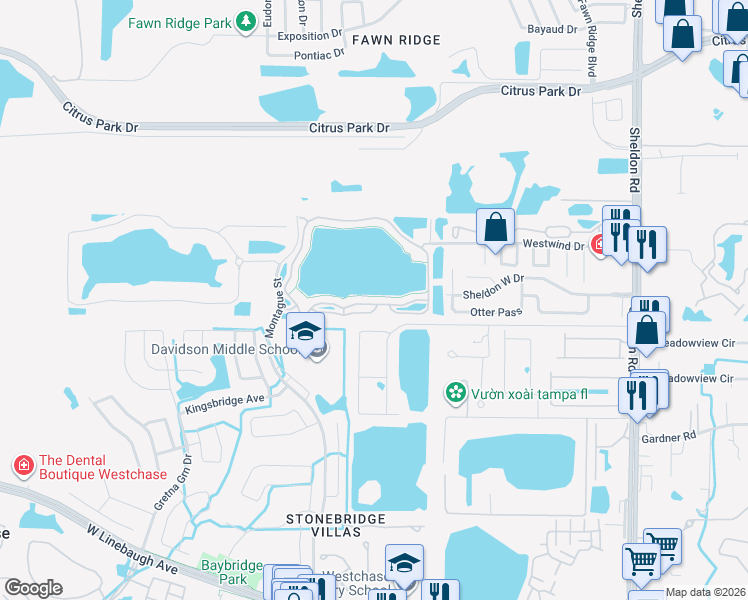 map of restaurants, bars, coffee shops, grocery stores, and more near 9668 Lake Chase Island Way in Tampa