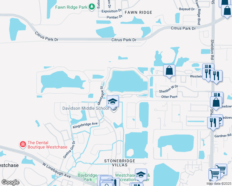 map of restaurants, bars, coffee shops, grocery stores, and more near 9546 Lake Chase Island Way in Westchase