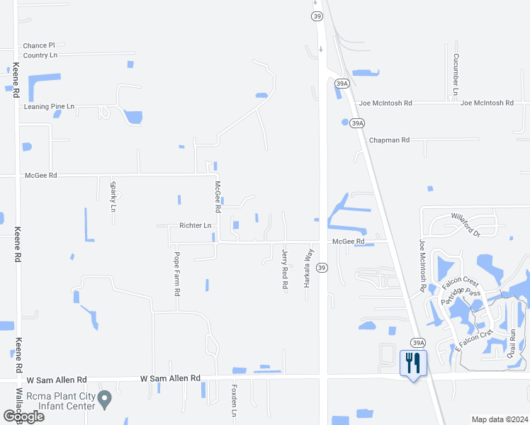 map of restaurants, bars, coffee shops, grocery stores, and more near 3826 Ramroop Acres Lane in Plant City