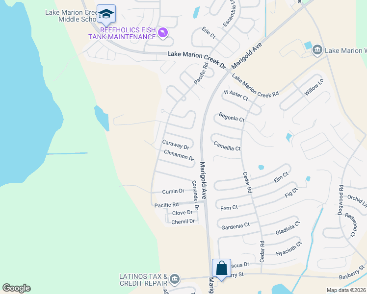 map of restaurants, bars, coffee shops, grocery stores, and more near 433 Caraway Drive in Kissimmee