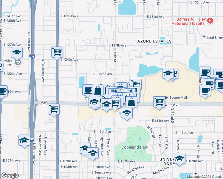 map of restaurants, bars, coffee shops, grocery stores, and more near in Tampa