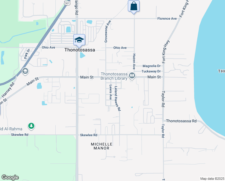 map of restaurants, bars, coffee shops, grocery stores, and more near 10606 3rd Street in Thonotosassa