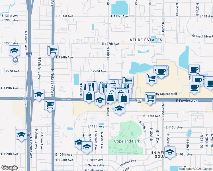 map of restaurants, bars, coffee shops, grocery stores, and more near in Tampa