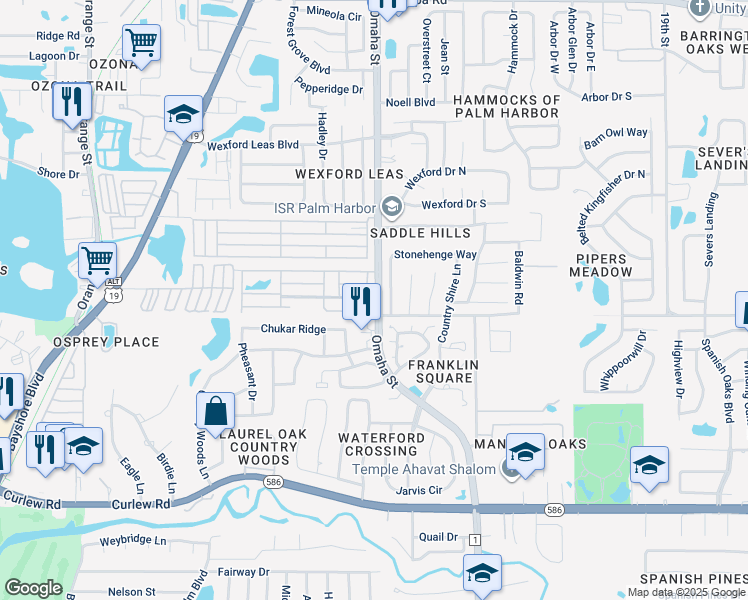 map of restaurants, bars, coffee shops, grocery stores, and more near 789 County Road 1 in Palm Harbor