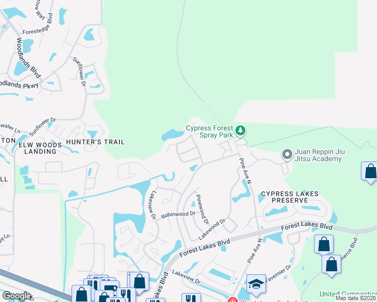 map of restaurants, bars, coffee shops, grocery stores, and more near 658 Tamarind Lane in Oldsmar