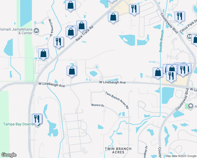 map of restaurants, bars, coffee shops, grocery stores, and more near 17052 Lake Aston Court in Westchase