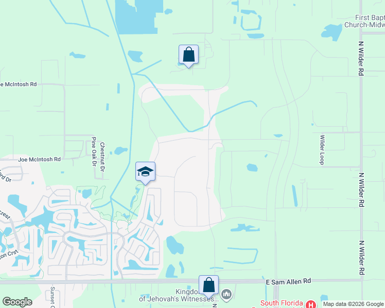map of restaurants, bars, coffee shops, grocery stores, and more near Country Lane in Plant City