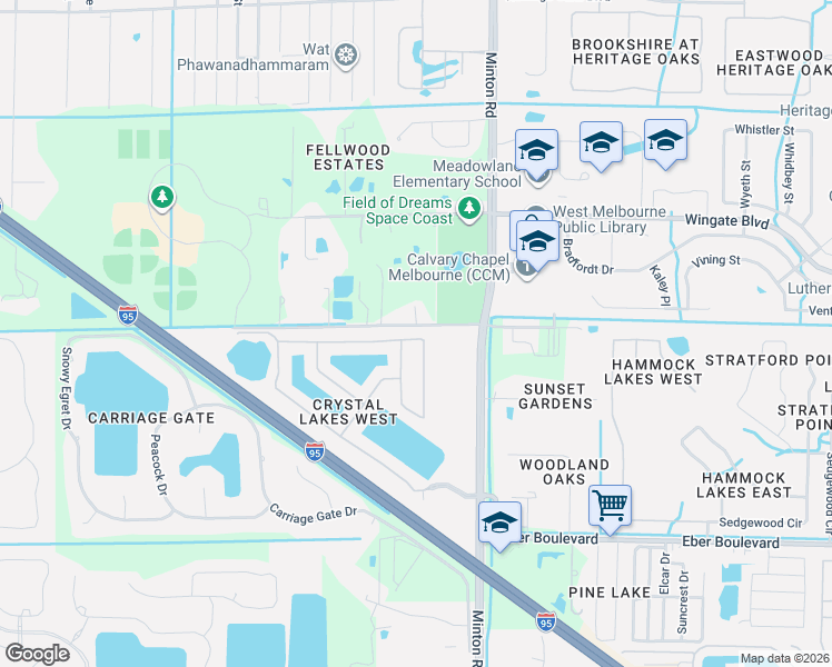 map of restaurants, bars, coffee shops, grocery stores, and more near 3150 Flanagan Avenue in Melbourne