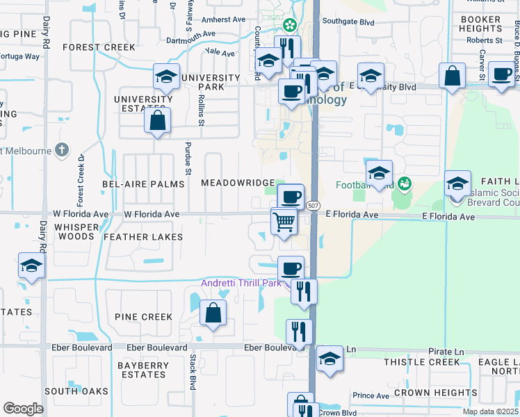 map of restaurants, bars, coffee shops, grocery stores, and more near 194 Rachel Street in Melbourne