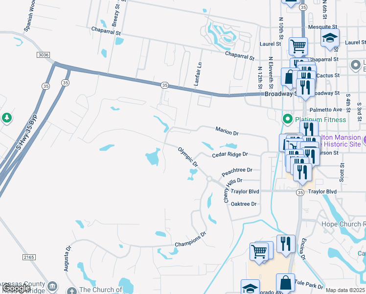 map of restaurants, bars, coffee shops, grocery stores, and more near 210 Olympic Drive in Rockport
