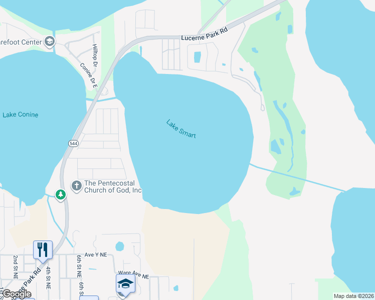 map of restaurants, bars, coffee shops, grocery stores, and more near 309 Winter Ridge Boulevard in Winter Haven