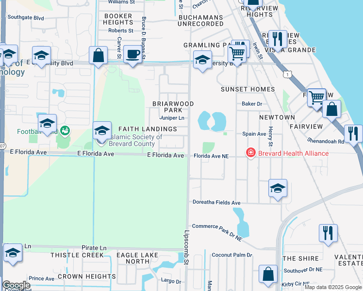 map of restaurants, bars, coffee shops, grocery stores, and more near 3508 Linden Way in Melbourne