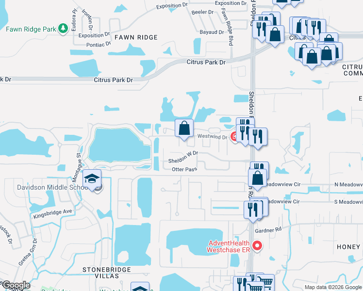 map of restaurants, bars, coffee shops, grocery stores, and more near 11902 Cypress Hill Circle in Tampa