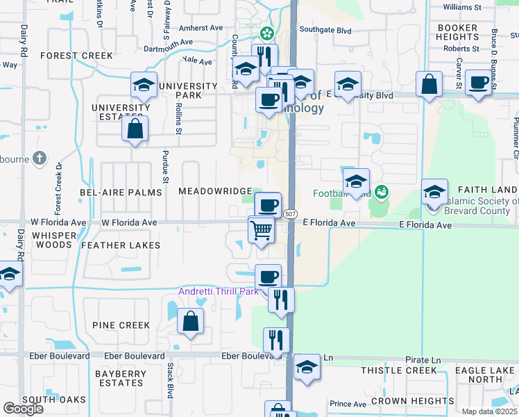 map of restaurants, bars, coffee shops, grocery stores, and more near 168 Rachel Street in Melbourne