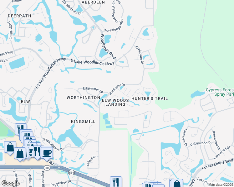 map of restaurants, bars, coffee shops, grocery stores, and more near 235 Woods Landing Trail in Oldsmar