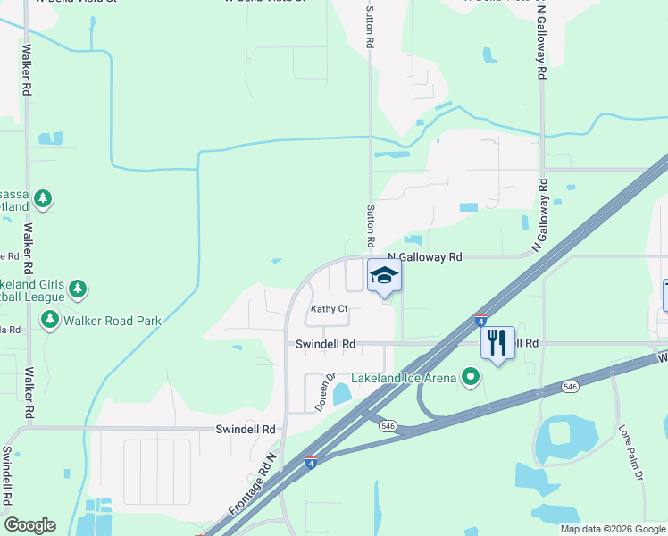 map of restaurants, bars, coffee shops, grocery stores, and more near 1122 Apollo Court in Lakeland