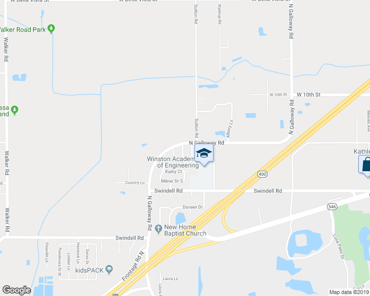 map of restaurants, bars, coffee shops, grocery stores, and more near 1124 Mercury Drive East in Lakeland
