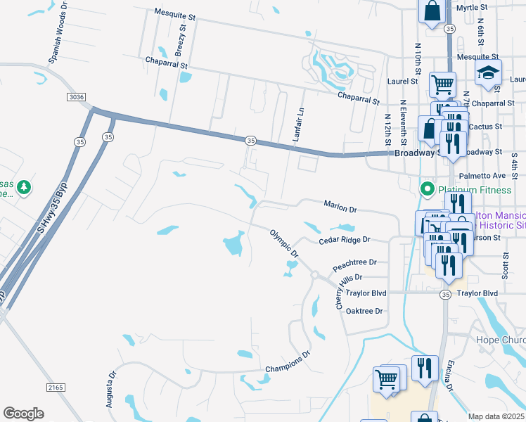 map of restaurants, bars, coffee shops, grocery stores, and more near 1702 Farm to Market Road 3036 in Rockport