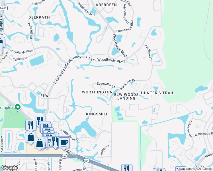 map of restaurants, bars, coffee shops, grocery stores, and more near 4945 Edgewater Lane in Oldsmar
