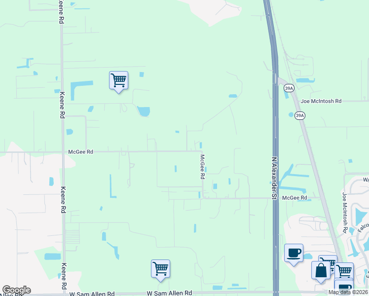 map of restaurants, bars, coffee shops, grocery stores, and more near 1818 McGee Road in Plant City