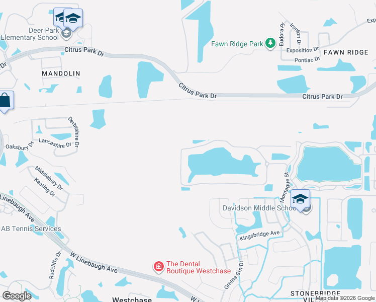 map of restaurants, bars, coffee shops, grocery stores, and more near 9643 Tree Tops Lake Road in Tampa