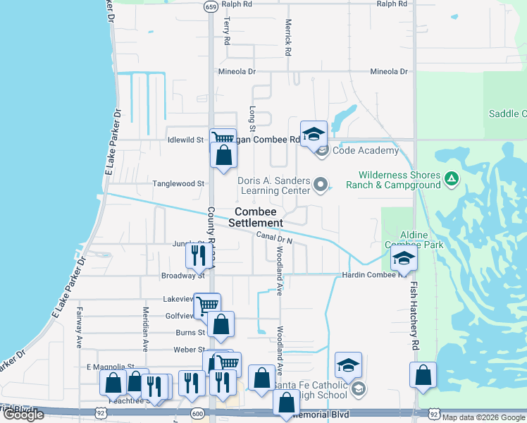 map of restaurants, bars, coffee shops, grocery stores, and more near 1226 Morgan Drive in Lakeland