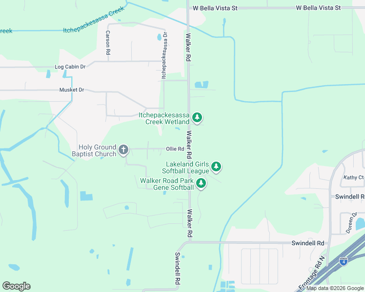 map of restaurants, bars, coffee shops, grocery stores, and more near 4207 Ollie Road in Lakeland
