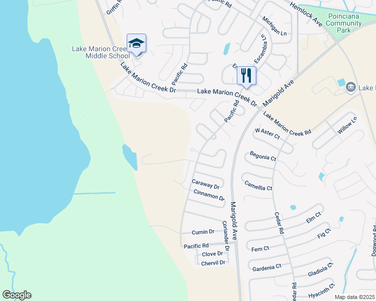 map of restaurants, bars, coffee shops, grocery stores, and more near 518 Parsley Court in Kissimmee