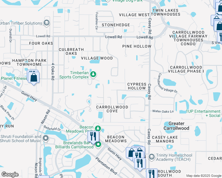map of restaurants, bars, coffee shops, grocery stores, and more near 4615A Old Saybrook Avenue in Tampa