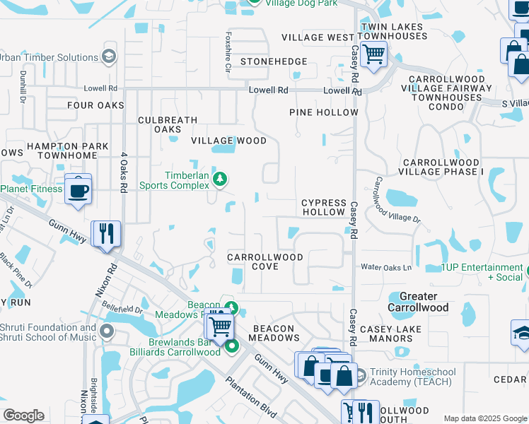 map of restaurants, bars, coffee shops, grocery stores, and more near 4615A Old Saybrook Avenue in Tampa