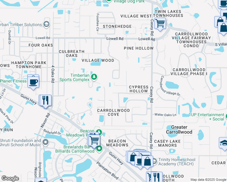map of restaurants, bars, coffee shops, grocery stores, and more near 4615A Old Saybrook Avenue in Tampa