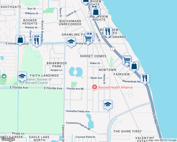 map of restaurants, bars, coffee shops, grocery stores, and more near 3311 Monroe Street in Melbourne