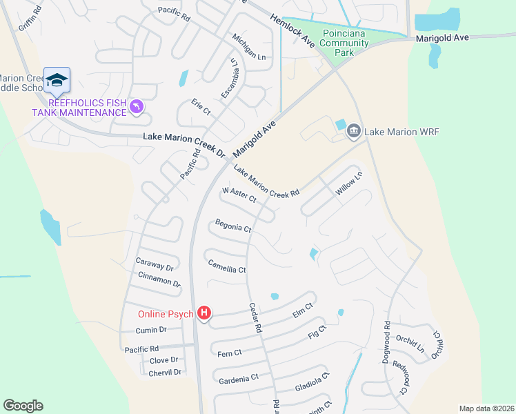 map of restaurants, bars, coffee shops, grocery stores, and more near 397 Aster Court in Poinciana