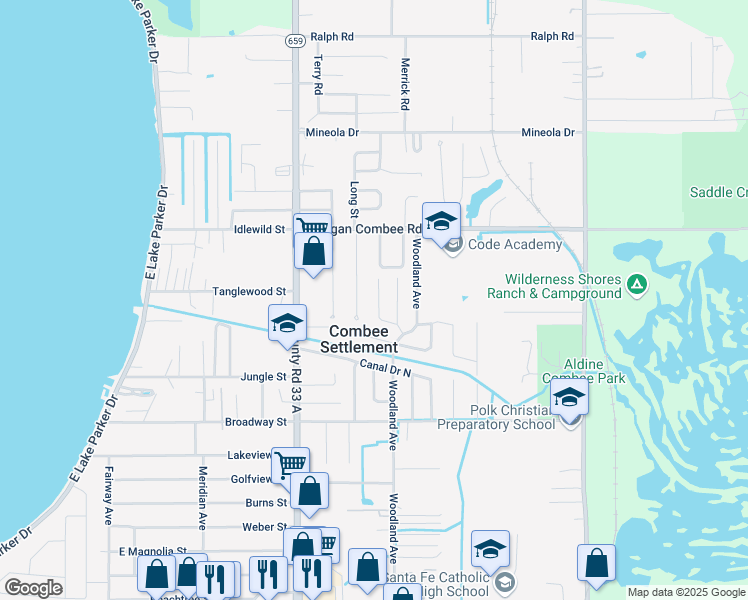 map of restaurants, bars, coffee shops, grocery stores, and more near 1244 Morgan Drive in Lakeland