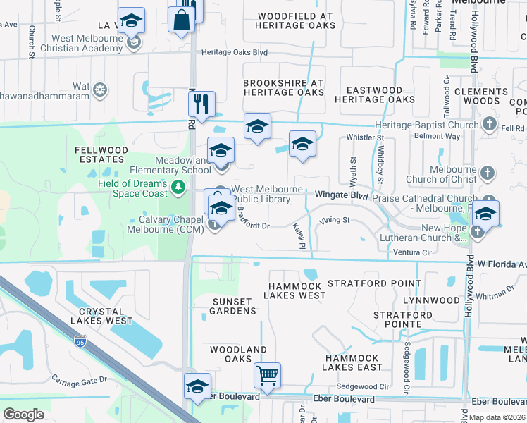 map of restaurants, bars, coffee shops, grocery stores, and more near 903 Rosalind PIace in Melbourne