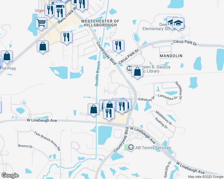 map of restaurants, bars, coffee shops, grocery stores, and more near 11044 Longboat Key Lane in Westchase