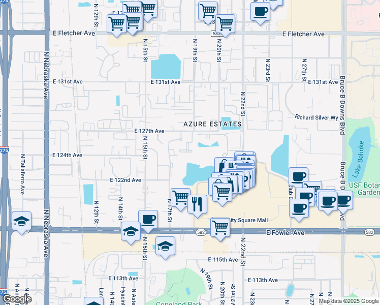 map of restaurants, bars, coffee shops, grocery stores, and more near 1811 Tinsley Circle in Tampa