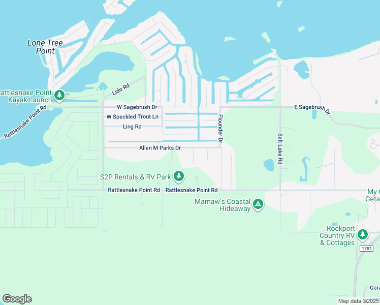 map of restaurants, bars, coffee shops, grocery stores, and more near 230 Allen M Parks Drive in Rockport