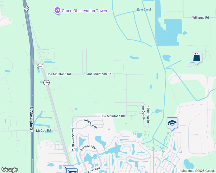 map of restaurants, bars, coffee shops, grocery stores, and more near 1503 Joe McIntosh Road in Plant City