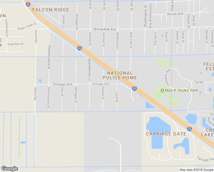 map of restaurants, bars, coffee shops, grocery stores, and more near 2901 Indiana Street in Melbourne