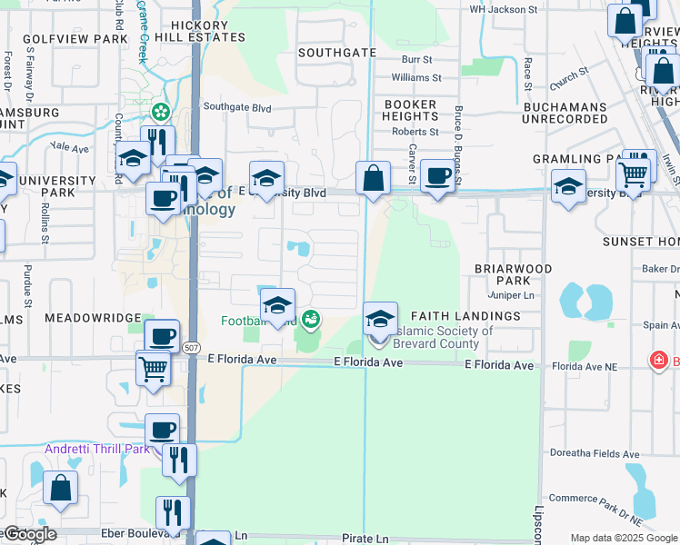 map of restaurants, bars, coffee shops, grocery stores, and more near 349 Waddell Street in Melbourne