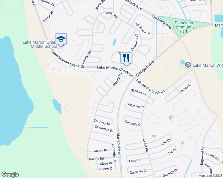 map of restaurants, bars, coffee shops, grocery stores, and more near 402 Anise Lane in Kissimmee