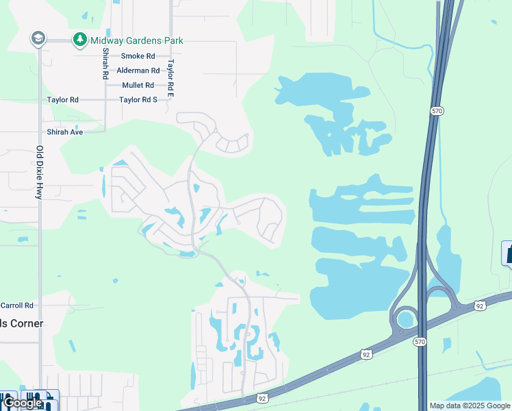 map of restaurants, bars, coffee shops, grocery stores, and more near 819 Gladiola Drive in Auburndale