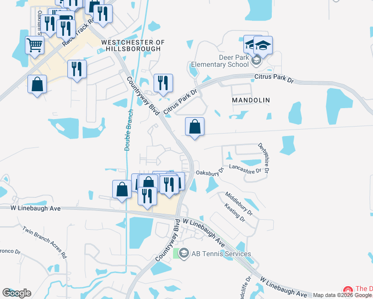 map of restaurants, bars, coffee shops, grocery stores, and more near 12106 Arlington Park Court in Westchase