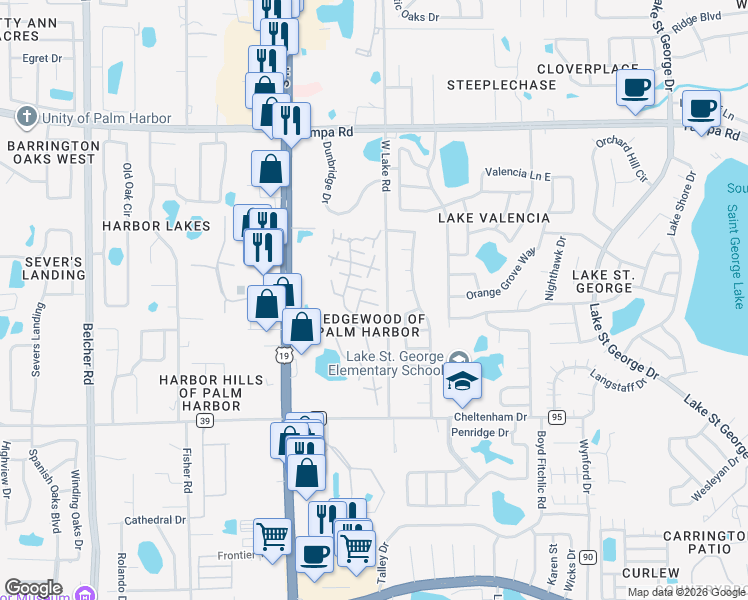 map of restaurants, bars, coffee shops, grocery stores, and more near 2706 5th Court in Palm Harbor