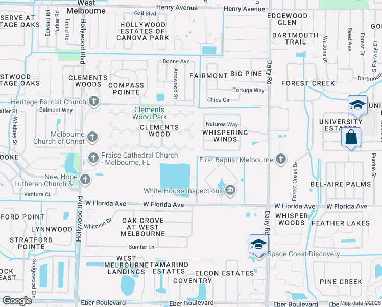 map of restaurants, bars, coffee shops, grocery stores, and more near 703 Samuel Chase Lane in Melbourne