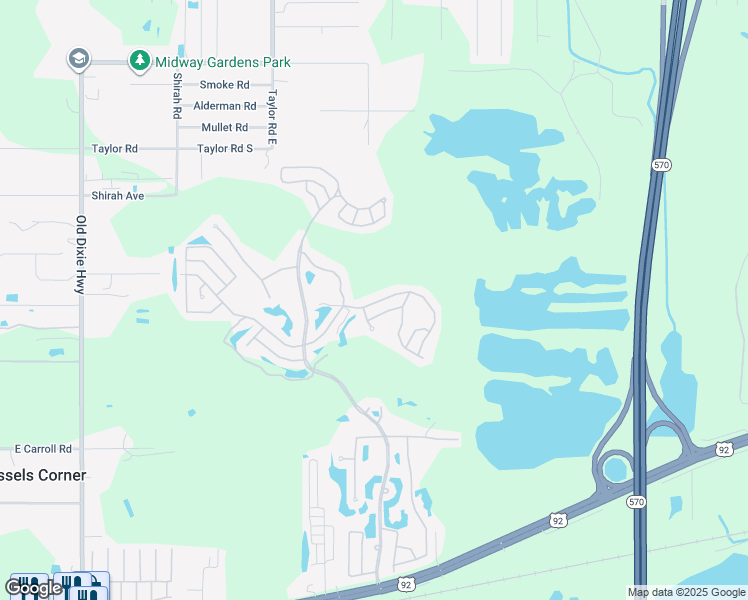 map of restaurants, bars, coffee shops, grocery stores, and more near 774 Royal Forest Drive in Auburndale