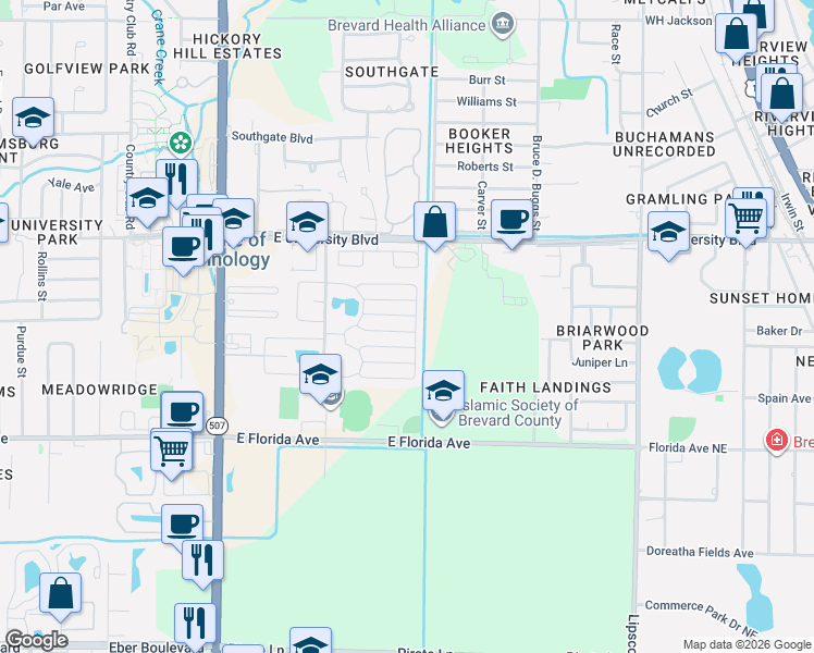 map of restaurants, bars, coffee shops, grocery stores, and more near 349 Waddell Street in Melbourne