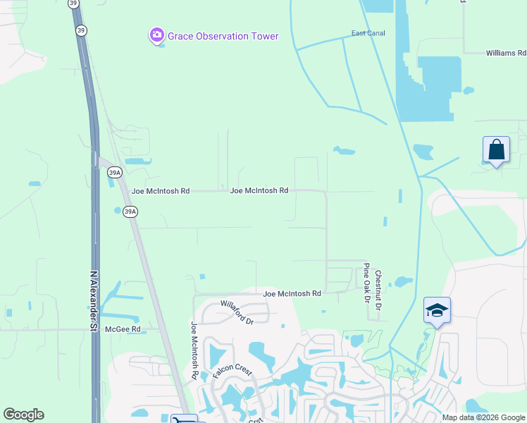 map of restaurants, bars, coffee shops, grocery stores, and more near 1503 Joe McIntosh Road in Plant City