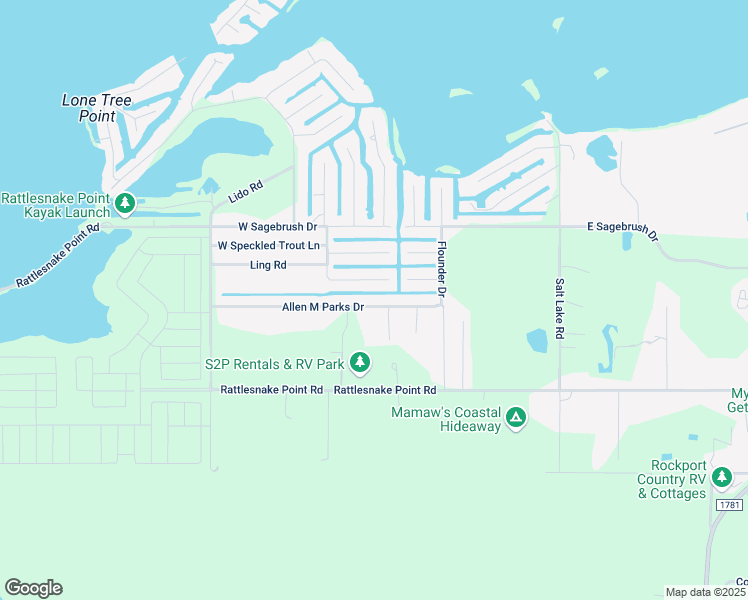 map of restaurants, bars, coffee shops, grocery stores, and more near 230 Allen M Parks Drive in Rockport
